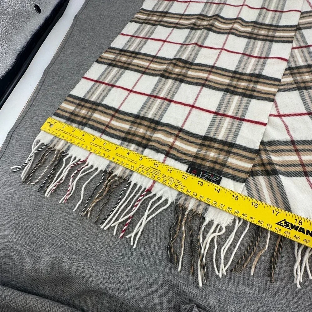 V.Fraas Cashmink Scarf 100% Acrylic Made in Germany Tan Black White‎ Red 15.25
